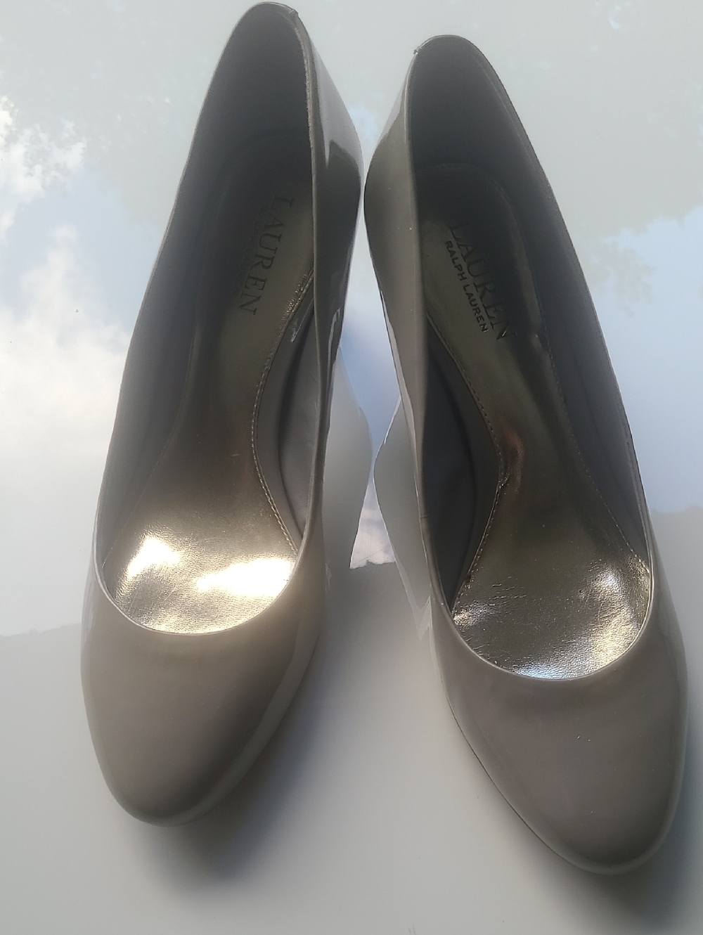 Lauren Ralph Lauren Stone Patent Almond Toe Pumps